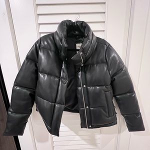 Abercrombie & Fitch Leather Puffer Jacket NWT